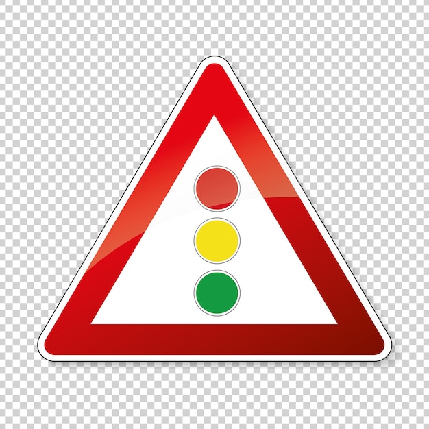 Verkeersbord verkeerslichten Duits bord waarschuwing over verkeerslichten op gecontroleerde transparante achtergrond Vector illustratie Eps 10 vector file