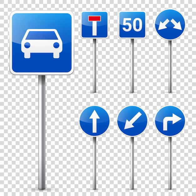 Verkeersborden verzameling geïsoleerd op witte achtergrond wegverkeer controle rijstrook gebruik stop en afgifte