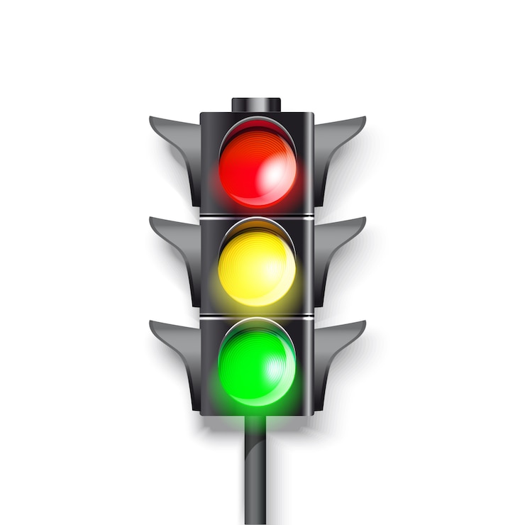 Vector verkeerslicht op een witte achtergrond. brandende groene, rode en groene kleur.