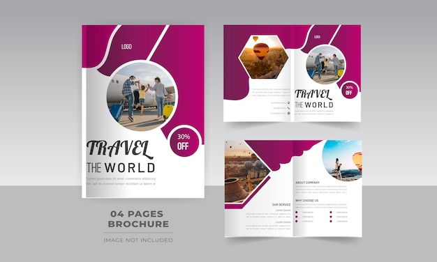 Verken Adventure World Tour pakketverkoop bedrijf 4 pagina bifold brochure sjabloonontwerp