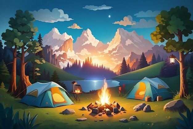 Verken Camping Avontuur Berg Wandelen Uitzicht op het meer Natuur Landschap