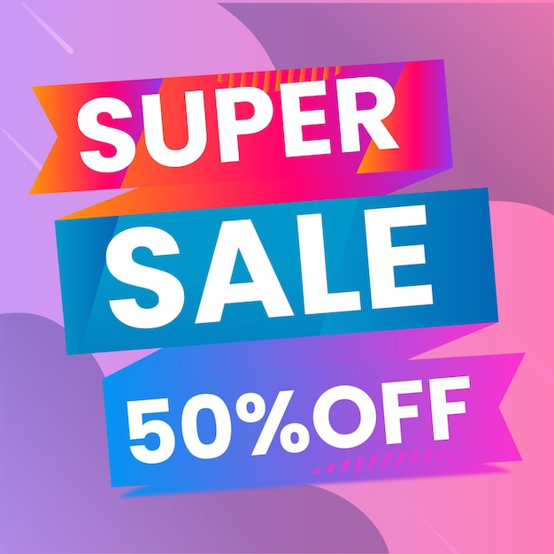 Verkoop banner sjabloon ontwerp met geometrische achtergrond Grote verkoop speciale aanbieding tot 80 off Super