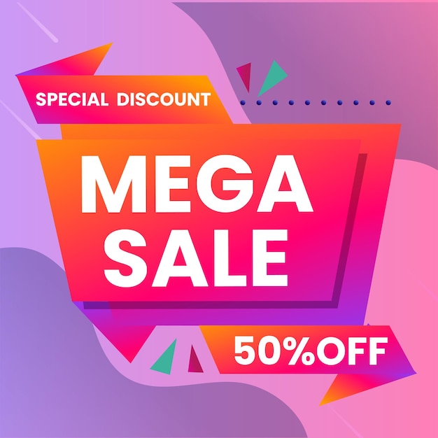 Verkoop banner sjabloon ontwerp met geometrische achtergrond Grote verkoop speciale aanbieding tot 80 off Super