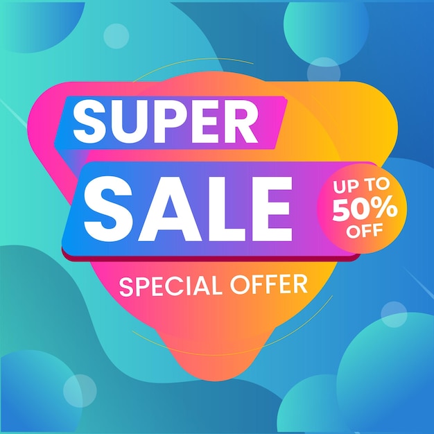 Verkoop banner sjabloon ontwerp met geometrische achtergrond Grote verkoop speciale aanbieding tot 80 off Super