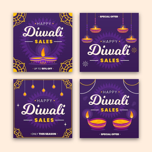 Vector verkoop instagram post diwali-viering