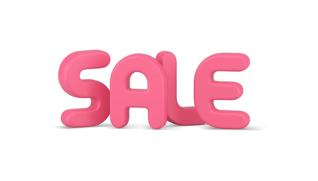 Verkoop roze verplaatst lettertype zakelijk bericht winkelen detailhandel decoratief ontwerp realistisch 3D-pictogram vector