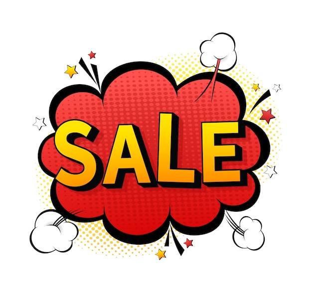 Verkoop teken illustratie Pop stijl Cartoon pictogram op gekleurde achtergrond Vector background