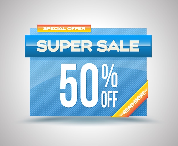 Verkoop vector banner sjabloon super verkoop 50% korting.