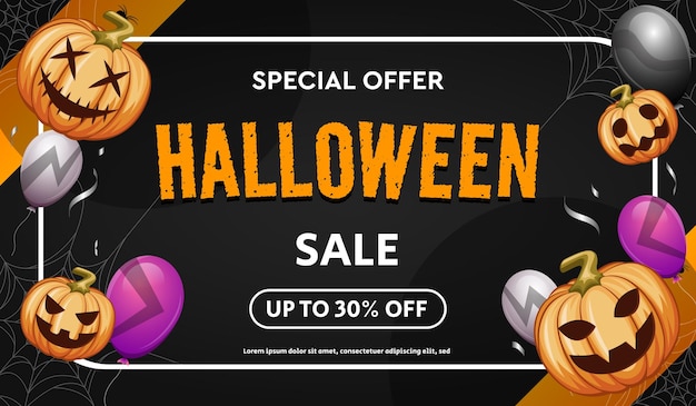 Vector verkoopbanner voor happy halloween