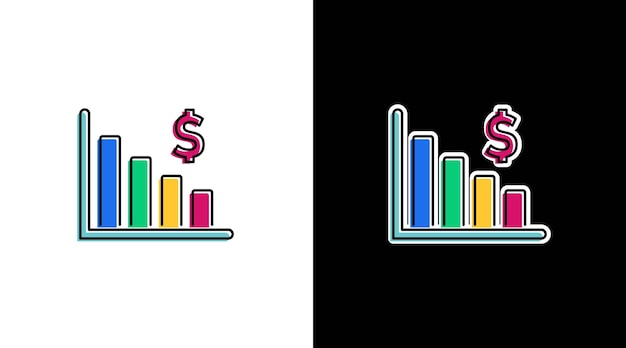 verkoopvoorraad naar beneden geld marketing infographic data-analyse kleurrijk pictogram ontwerp grafiek bar percentage