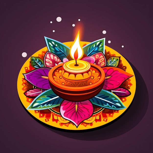 Verlichte diwali diya-sticker ai gegenereerd