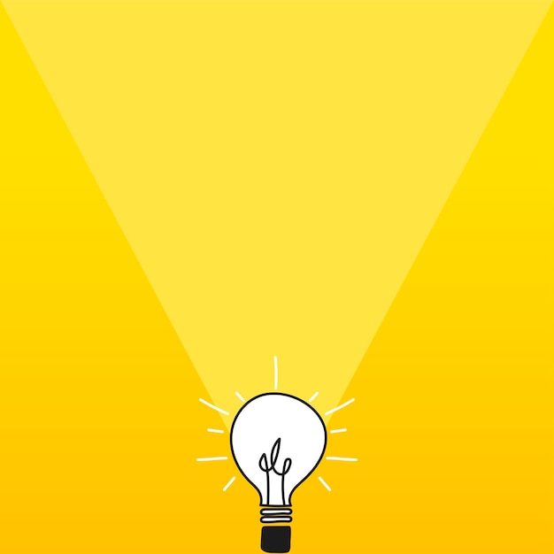 Verlichte lamp op een gele achtergrond Concept van innovatief idee dat opvalt creativiteit en leiderschap Vector illustratie