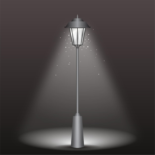 Verlichtende Lamp Post Glow 's nachts op donkere achtergrond