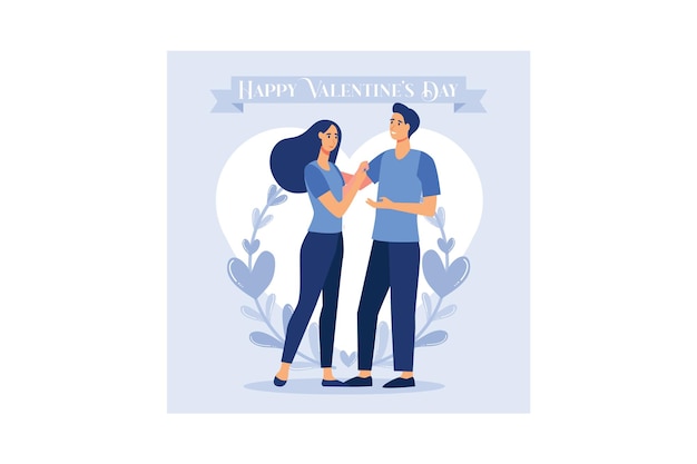 Verliefd stel Happy Valentines Day 14 februari is de dag van alle geliefden platte vector