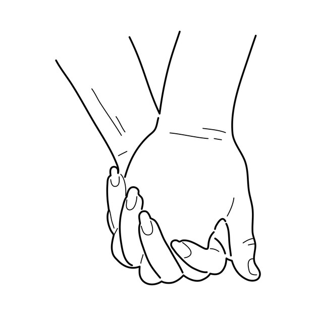 Verliefde paar hand in hand schets gravure Poster art print vectorillustratie