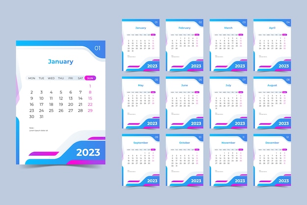 Verloop 2023 wandkalender sjabloon