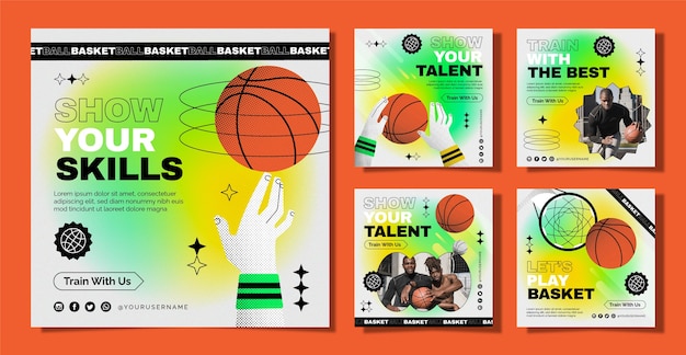 Vector verloop basketbal instagram post