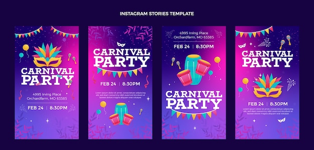 Vector verloop carnaval instagram verhalencollectie