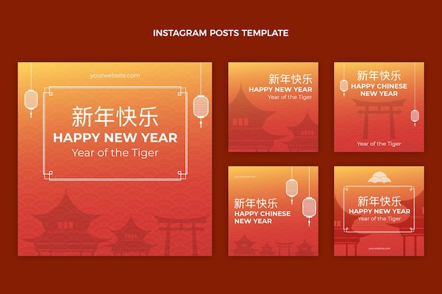 Verloop chinees nieuwjaar instagram posts collectie