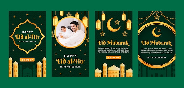 Vector verloop eid al-fitr instagram verhalencollectie