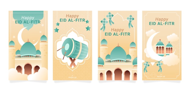 Vector verloop eid al-fitr sjabloonontwerp