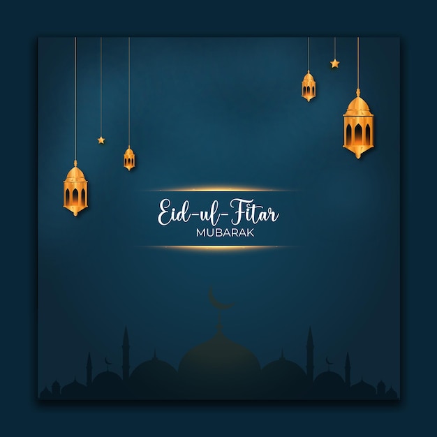 Verloop eidulfitr sociale media sjabloonverzameling Gratis Vector