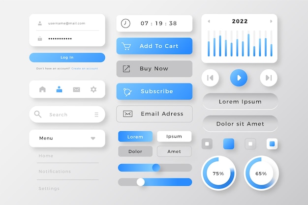 Verloop gekleurde ui kit collectie