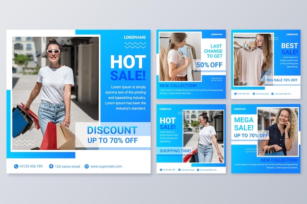 Verloop instagram verkoop berichten collectie met foto