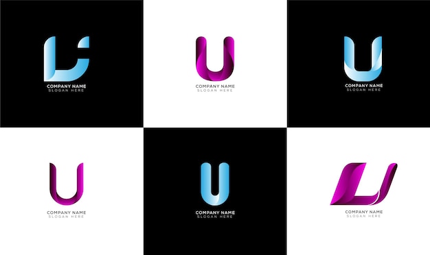 Verloop letter u logo-collectie