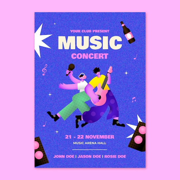 Verloop muziek poster sjabloon