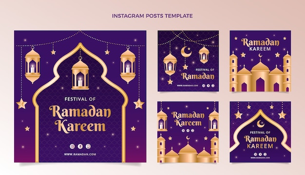 Vector verloop ramadan instagram posts collectie