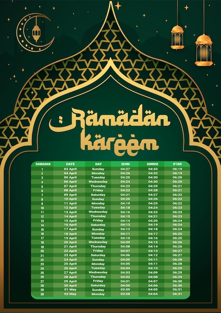 Verloop ramadan kalendersjabloon