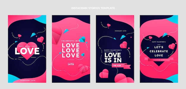 Vector verloop valentijnsdag instagram verhalencollectie