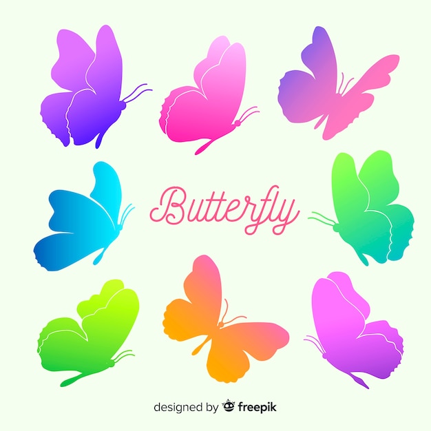 Verloop vlinder silhouetten vliegen