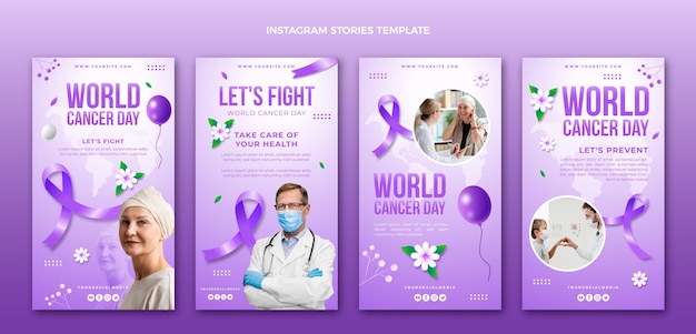 Vector verloop wereld kanker dag instagram verhalen collectie