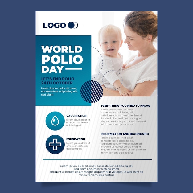 Vector verloop wereld polio dag verticale poster sjabloon