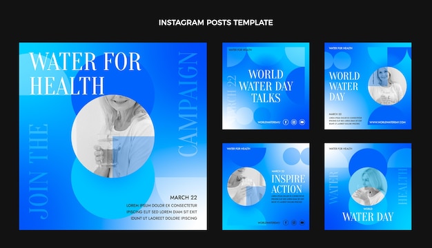 Vector verloop wereld water dag instagram berichten collectie