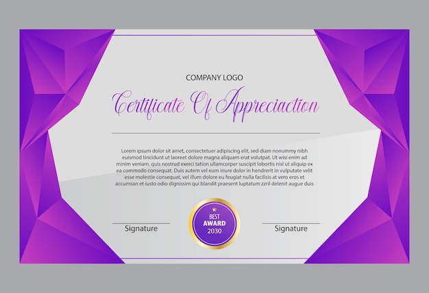 Verloopcertificaatsjabloon premium vector