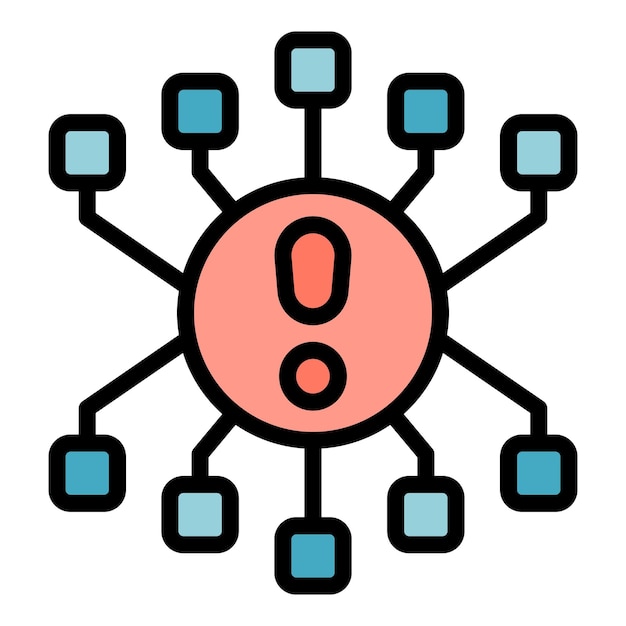 Verloren verbinding icoon outline vector Internet fout Computer oops kleur vlak