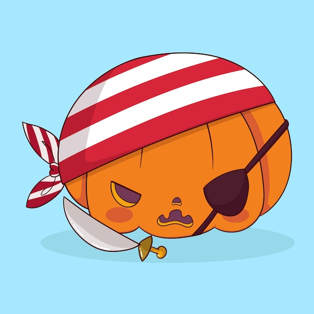 Vermomde pompoen voor halloween van piraat