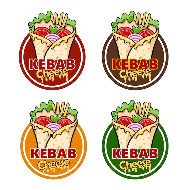 Vector verpak kebabkaas en ingrediënten voor kebab