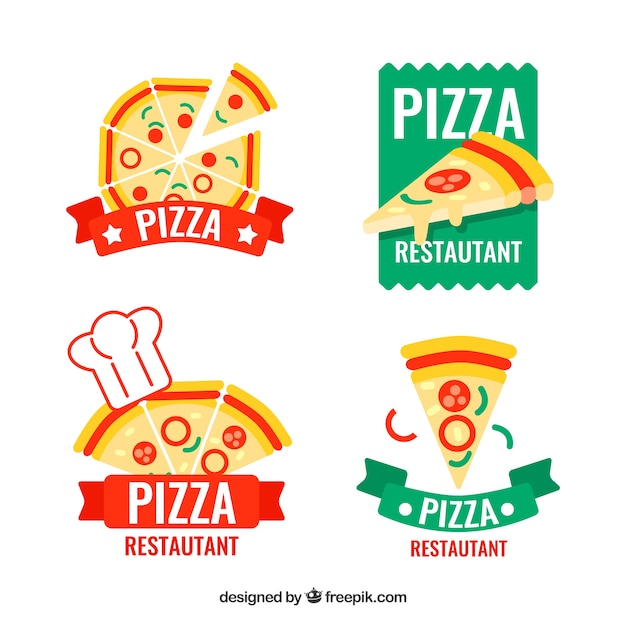 Verpakking van vier pizza-logo's