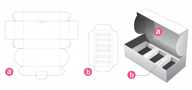 Verpakkingsdoos met rechthoekig inzetstuk gestanst sjabloon