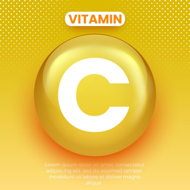 Verpakkingsontwerp voor vitaminecomplex Vitamine C-capsule Glanzende gouden ronde druppel