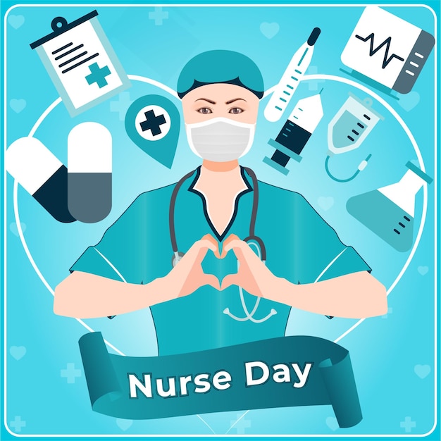 Verpleegkundige dag met ziekenhuiselementen