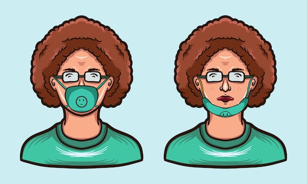 Verpleegkundige dragen masker illustratie ontwerp open masker