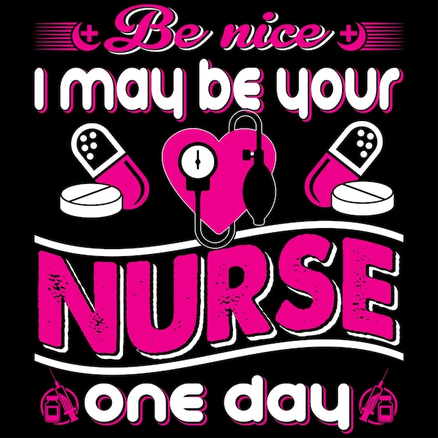 Verpleegkundige T-Shirt ontwerpsjabloon.