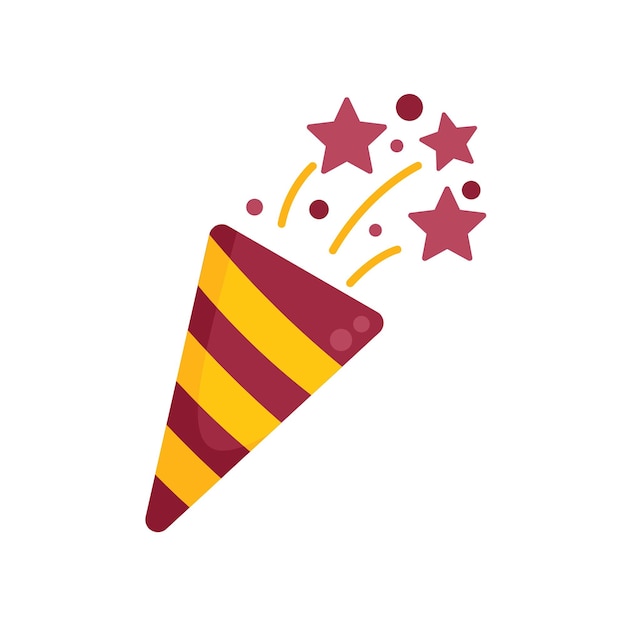 Verrassing confetti pictogram platte vector Gezicht prijs Open verjaardag geïsoleerd