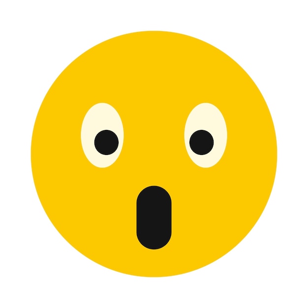 Verrast smiley icoon in vlakke stijl geïsoleerd op witte achtergrond Gezichtsuitdrukkingen symbool