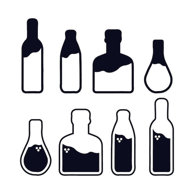 Verrekening silhouet fles illustratie zwart